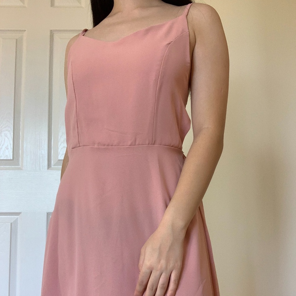 mauve pink backless maxi dress